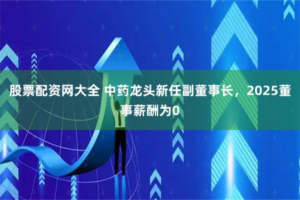 股票配资网大全 中药龙头新任副董事长，2025董事薪酬为0