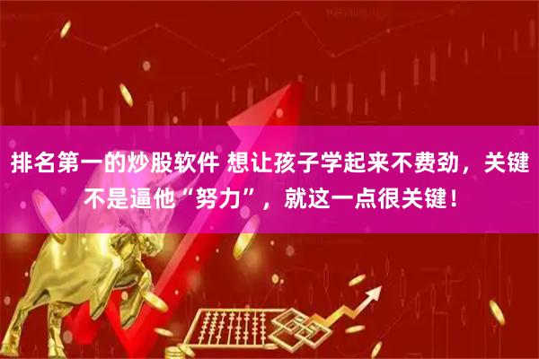 排名第一的炒股软件 想让孩子学起来不费劲，关键不是逼他“努力”，就这一点很关键！